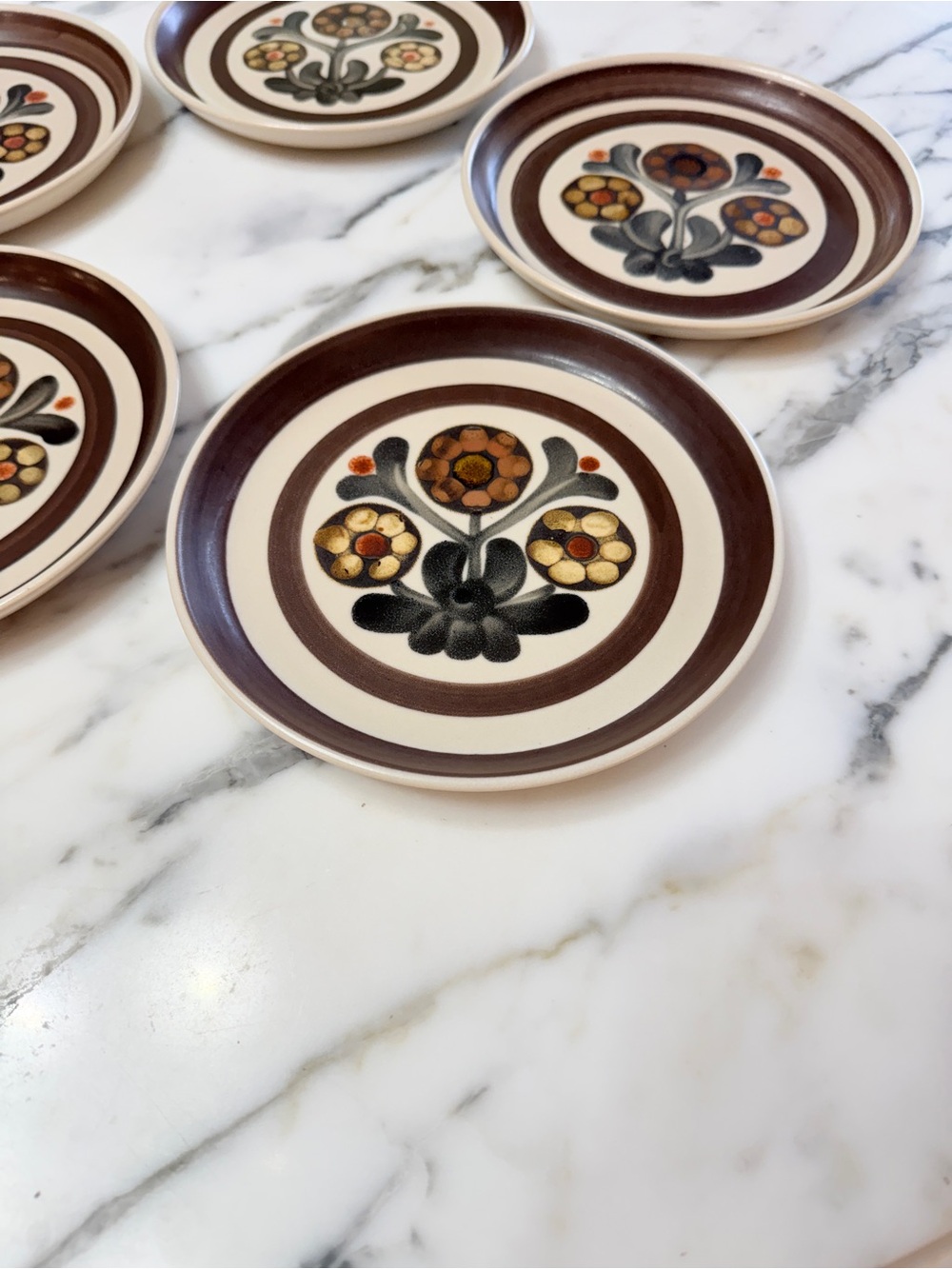 Denby-Langley Mayflower Stoneware Bread & Butter Plates Set of 5 1960’s England - Picture 6 of 13